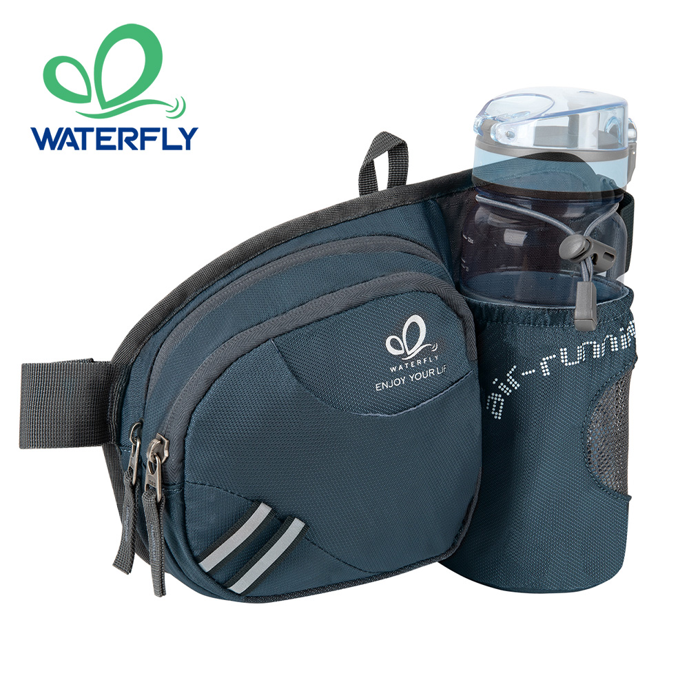 Mountain Biking Hip Pack - WATERFLY Fanny Pack เอวกระเป๋าสําหรับชายหญิงพร้อมที่วางขวดน้ําเข็มขัดเดินป่ากระเป๋า Bum สําหรับวิ่ง