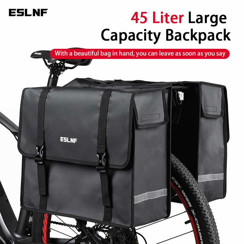 Mountain Biking Hip Pack - ESLNF กระเป๋าหลังจักรยาน 45L จักรยานเสือภูเขาความจุขนาดใหญ่ชั้นวางกันน้ําแพ็คหางแพ็คอุปกรณ์ขี่จักรยานเสือหมอบ